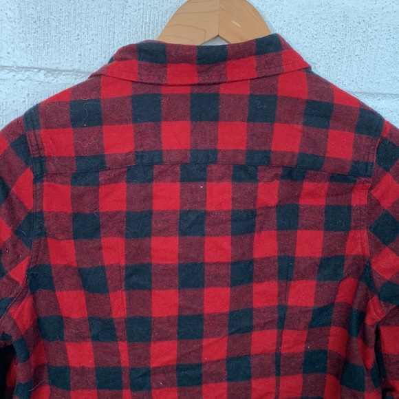 L.L. Bean Flannel Button Down Red Slightly Fitted Blouse size Small Petite - Picture 5 of 5